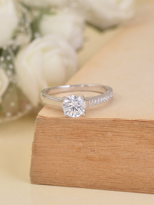 Simple silver ring diamond Clearance
