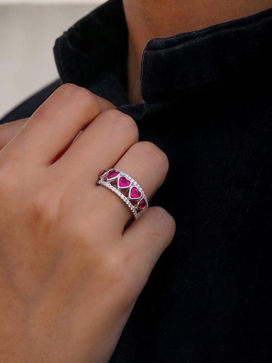 HEART RED RUBY RING FOR HER