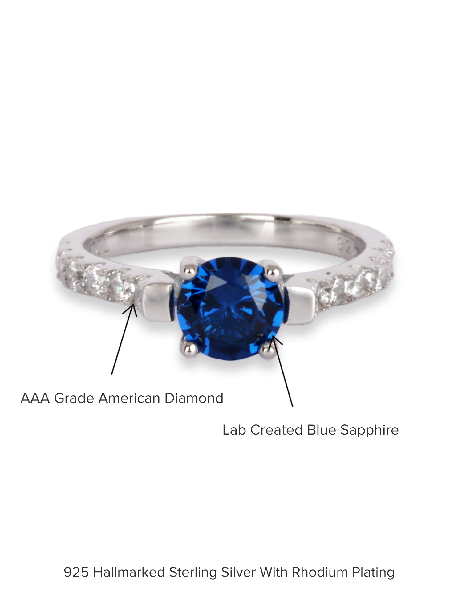 ORNATE JEWELS BLUE SAPPHIRE SOLITAIRE SILVER RING FOR WOMEN-6