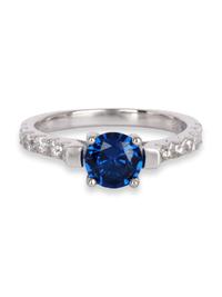 Ornate Jewels Blue Sapphire Solitaire Silver Ring For Women