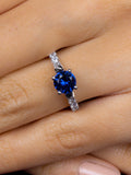 ORNATE JEWELS BLUE SAPPHIRE SOLITAIRE SILVER RING FOR WOMEN-3
