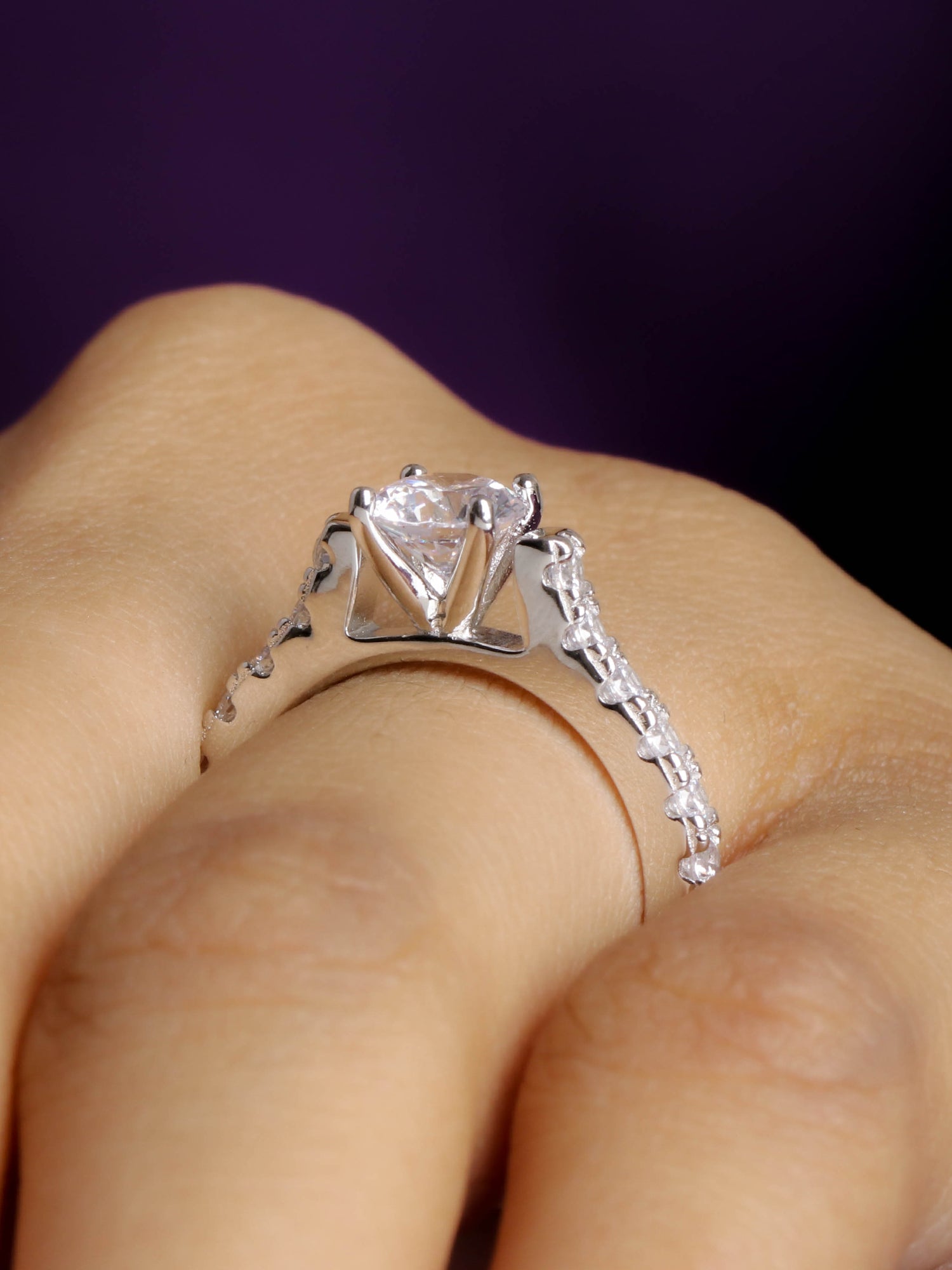 ORNATE 1 CARAT SOLITAIRE STORY RING FOR WOMEN-4