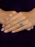 ORNATE JEWELS EMERALD GREEN SOLITAIRE SILVER RING FOR WOMEN-2