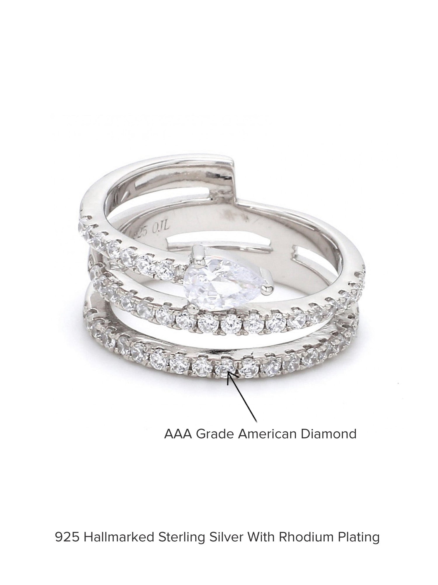 AMERICAN DIAMOND SPIRAL SOLITAIRE BAND RING