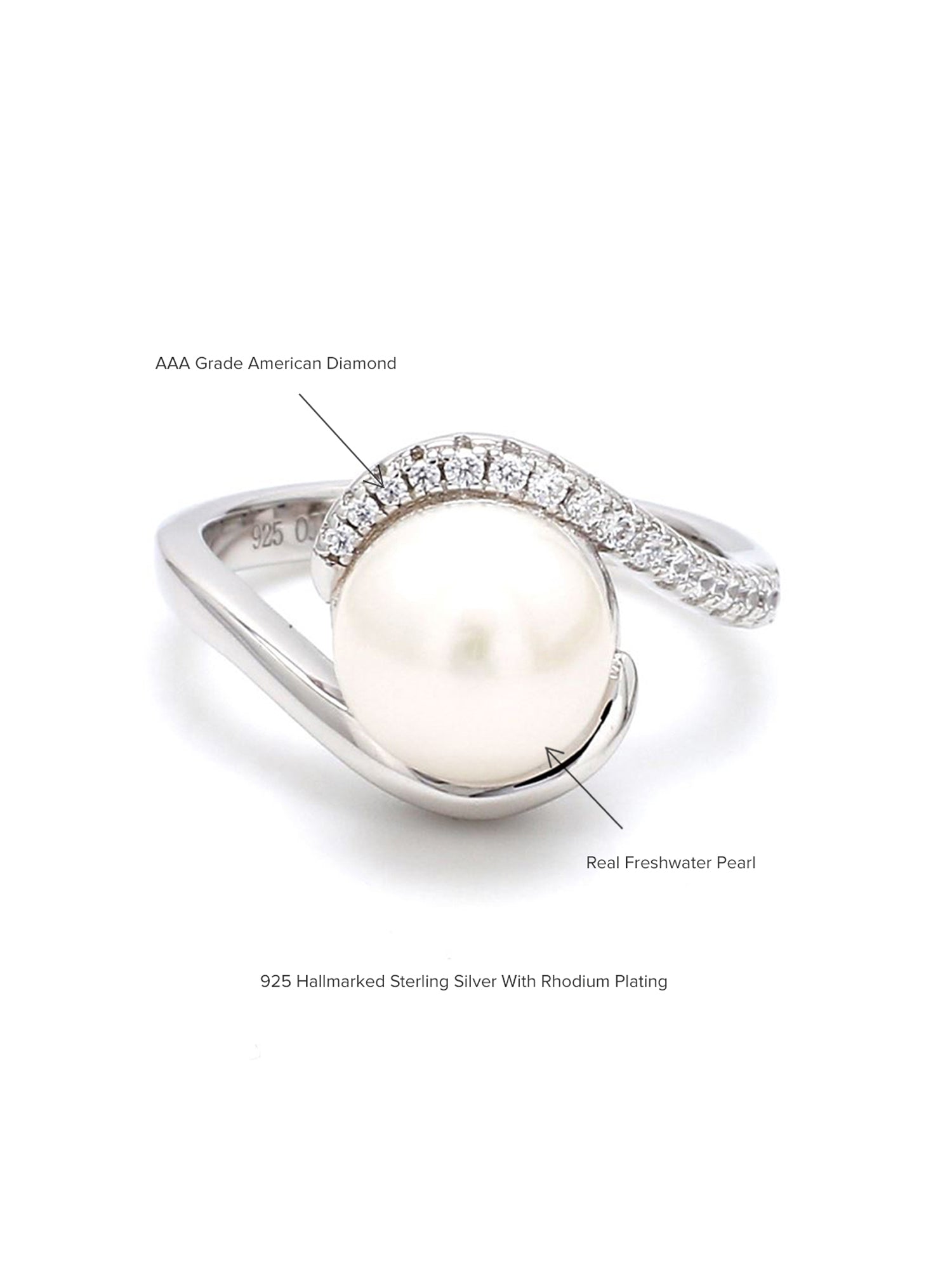 9MM PEARL BYPASS STYLE SILVER RING-6