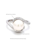 9MM PEARL BYPASS STYLE SILVER RING-6