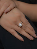 9MM PEARL BYPASS STYLE SILVER RING-1
