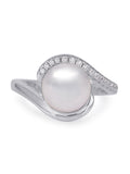 9MM PEARL BYPASS STYLE SILVER RING-2