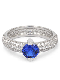 Ornate Blue Sapphire Solitaire Ring For Women