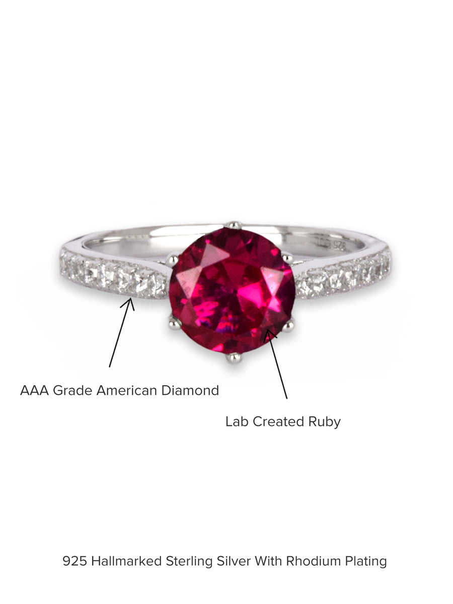 RED RUBY SOLITAIRE SILVER 925 RING FOR WOMEN-6