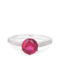 RED RUBY SOLITAIRE SILVER 925 RING FOR WOMEN