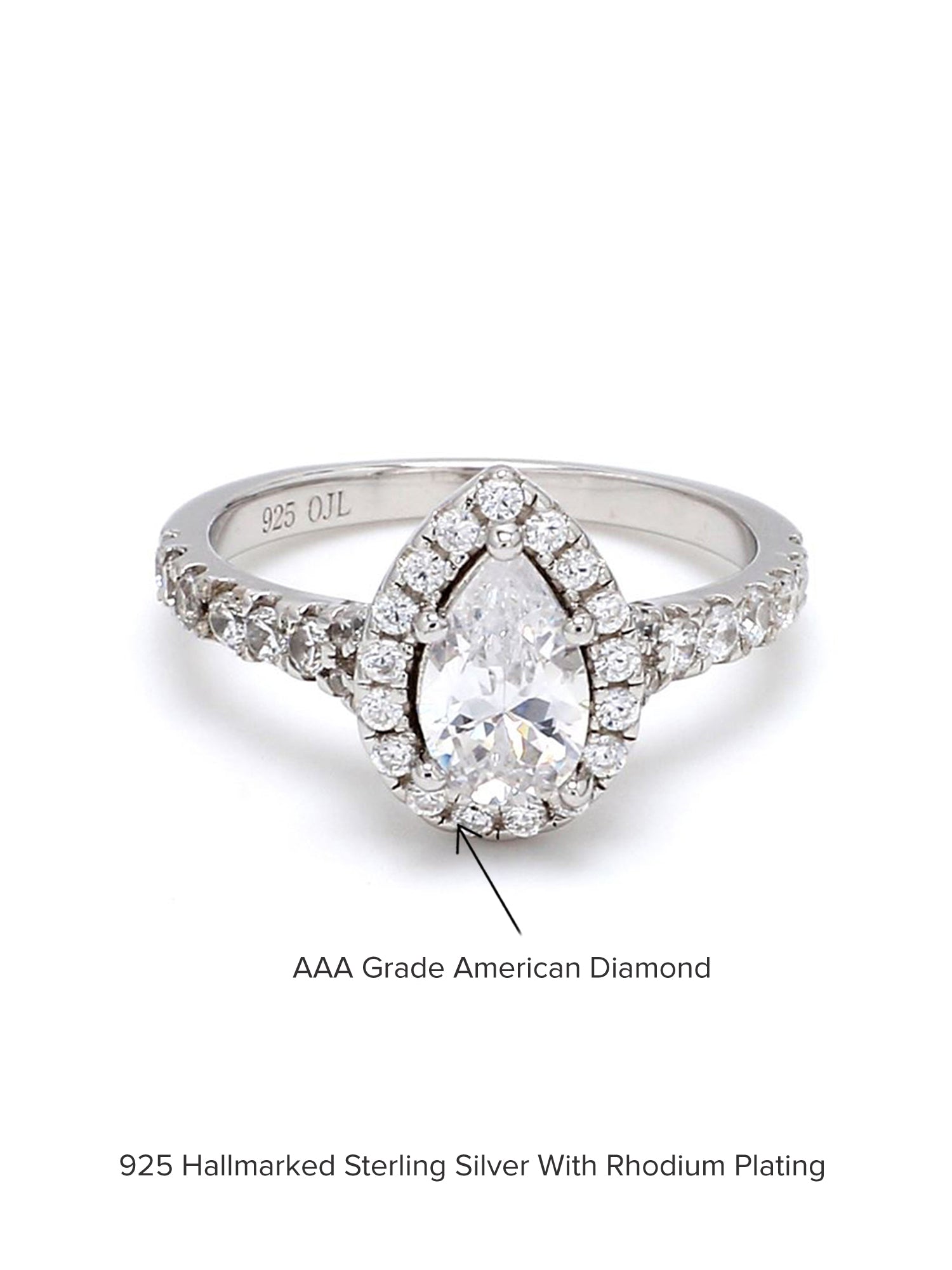 925 SILVER RING IN PEAR SHAPED 0.75 CARAT AMERICAN DIAMOND-5