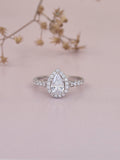 925 SILVER RING IN PEAR SHAPED 0.75 CARAT AMERICAN DIAMOND-1