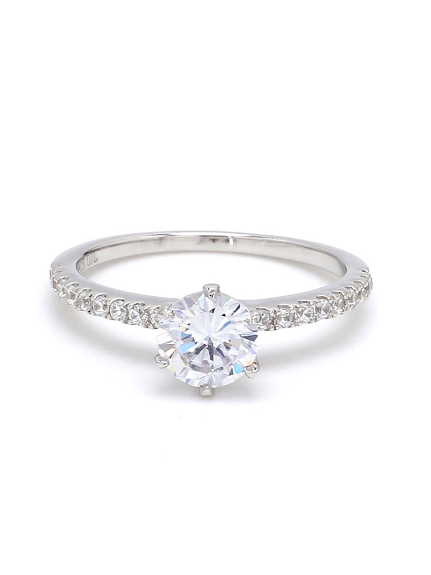 Sterling Silver 1 Carat American Diamond Solitaire Ring-2