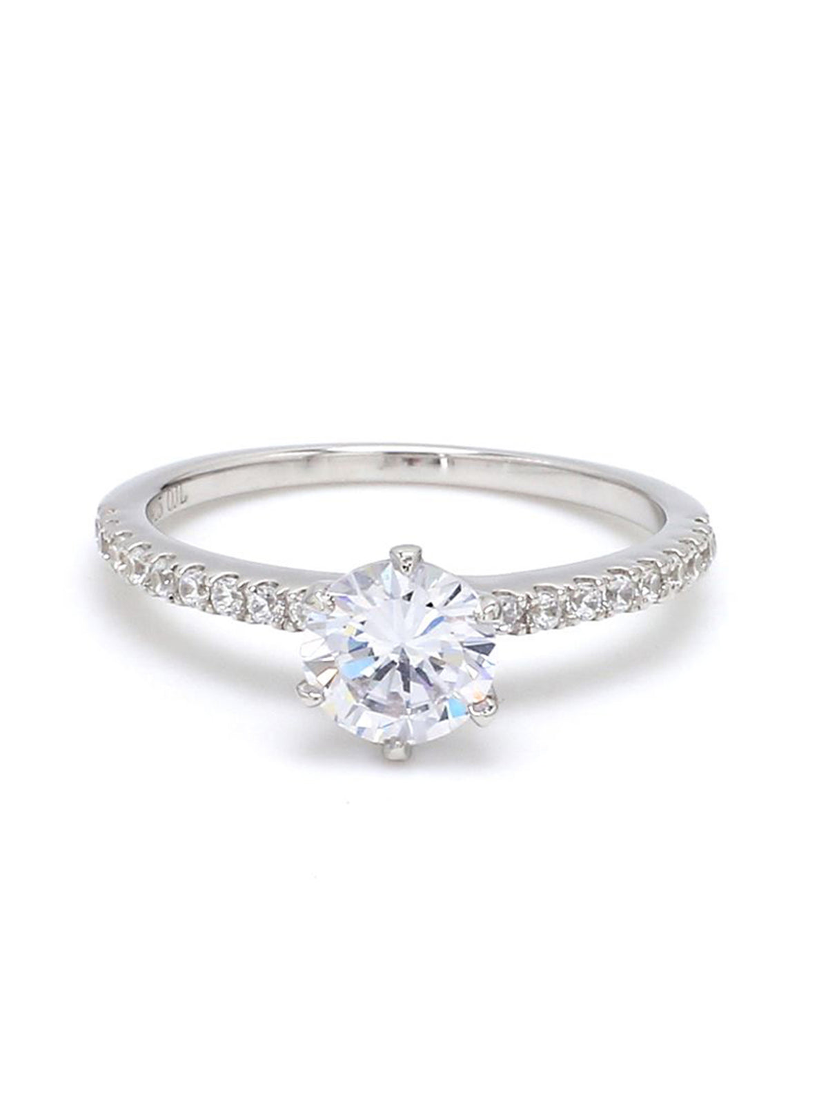 STERLING SILVER 1 CARAT AMERICAN DIAMOND SOLITAIRE RING