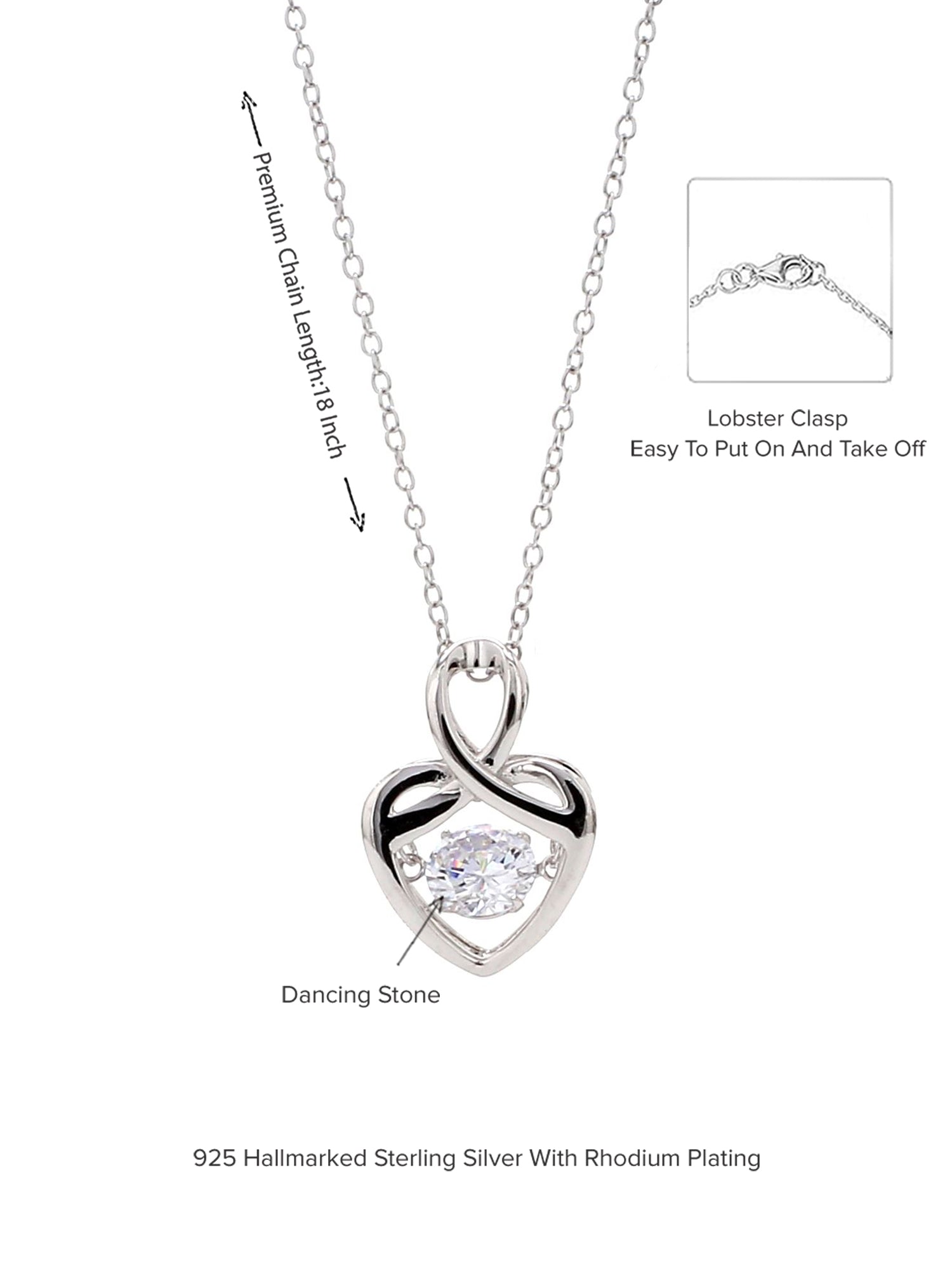 HEART SHAPED DANCING PENDANT IN 925 SILVER-4