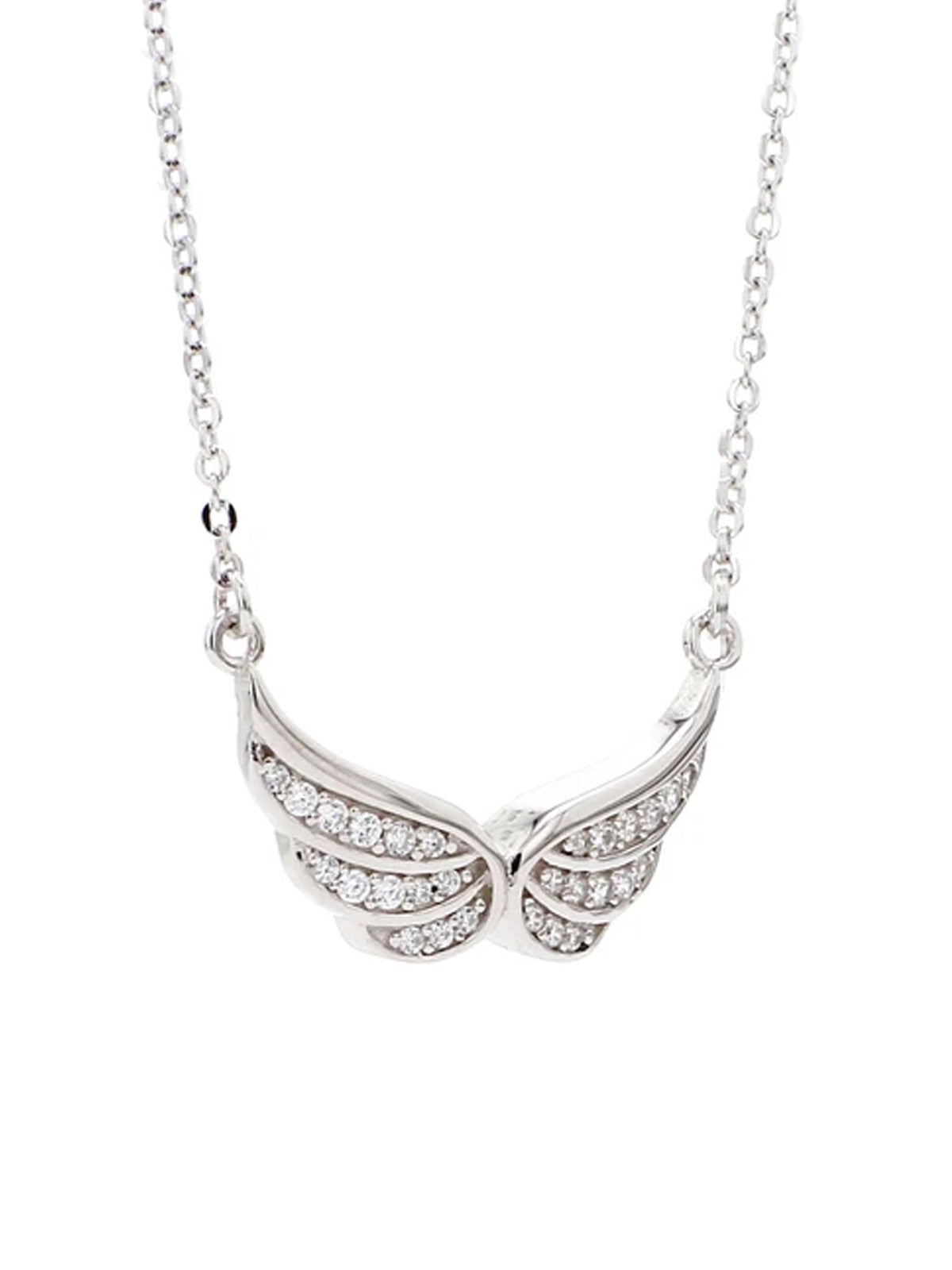 SILVER ANGEL WINGS NECKLACE IN AMERICAN DIAMOND AT ORNATE JEWELS-4