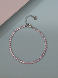 Pink Cubic Zirconia Tennis Bracelet For Women