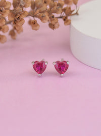 Ornate Jewels Ruby Heart Studs In 925 Silver