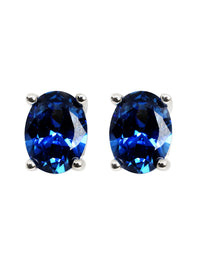 Oval Shape Sapphire Solitaire Studs