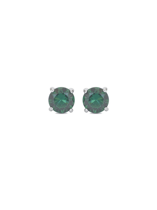 GREEN EMERALD DAILY WEAR SOLITAIRE STUDS IN STERLING SILVER-5