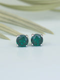GREEN EMERALD DAILY WEAR SOLITAIRE STUDS IN STERLING SILVER-1