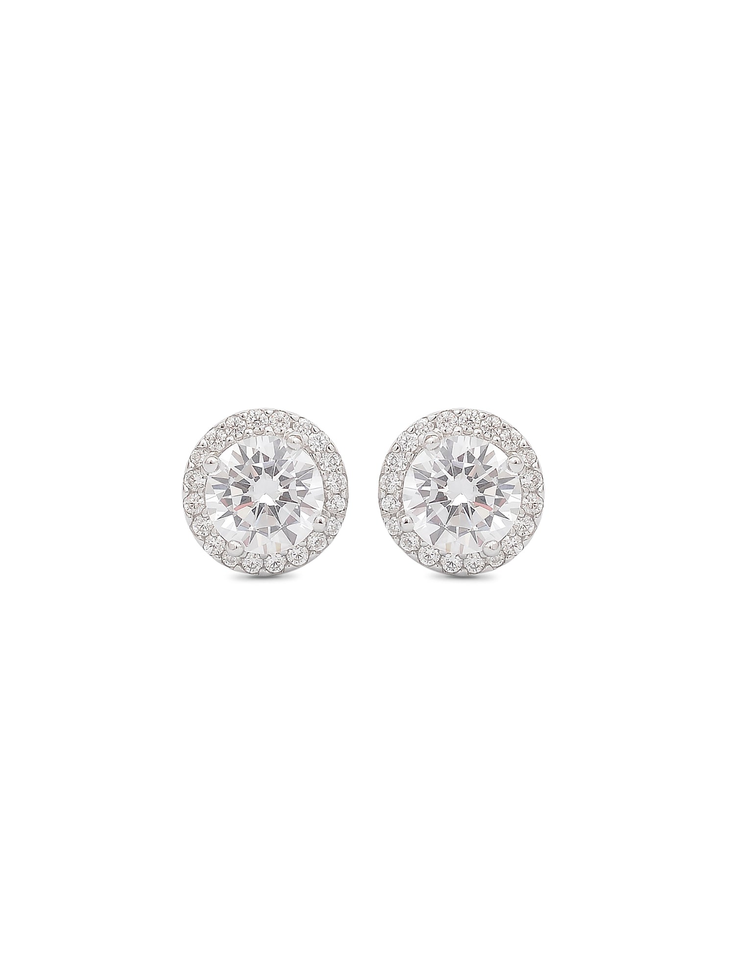 SOLITAIRE HALO PURE SILVER STUD EARRINGS FOR WOMEN-4