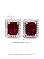 925 SILVER RED RUBY STUD STATEMENT PARTY EARRINGS FOR WOMEN-5