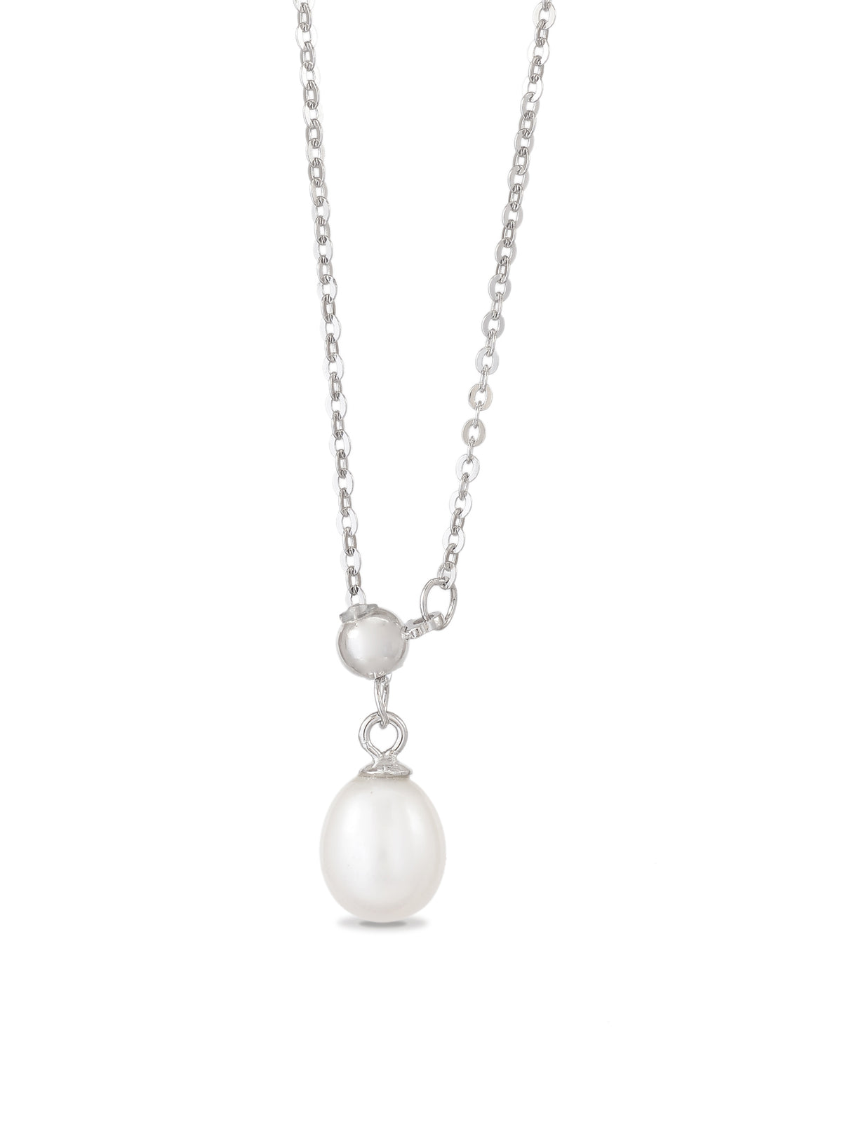 PEARL DROP STERLING SILVER 18 INCHES LARIAT NECKLACE