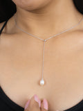 PEARL DROP STERLING SILVER 18 INCHES LARIAT NECKLACE-3