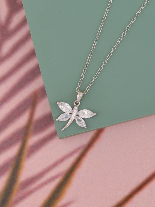 AMERICAN DIAMOND BUTTERFLY NECKLACE IN 925 SILVER