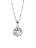 STERLING SILVER AMERICAN DIAMOND HALO PENDANT WITH CHAIN