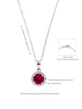 STERLING SILVER RED RUBY HALO NECKLACE WITH CHAIN