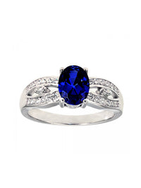 BLUE SAPPHIRE PROMISE RING FOR WOMEN IN 925 SILVER