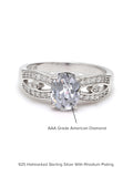 ORNATE JEWELS AMERICAN DIAMOND OVAL SOLITAIRE RING IN SILVER-5