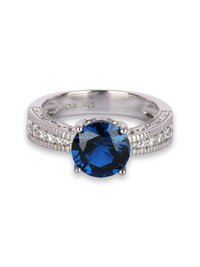 Ornate Jewels Blue Sapphire Silver Solitaire Ring For Women