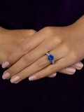 ORNATE JEWELS BLUE SAPPHIRE SILVER SOLITAIRE RING FOR WOMEN-3