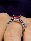 ORNATE JEWELS RED RUBY SILVER SOLITAIRE RING FOR WOMEN-4