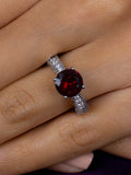ORNATE JEWELS RED RUBY SILVER SOLITAIRE RING FOR WOMEN-2