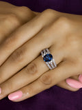 2.5 CARAT OVAL SAPPHIRE SOLITAIRE MULTI ROW RING-5