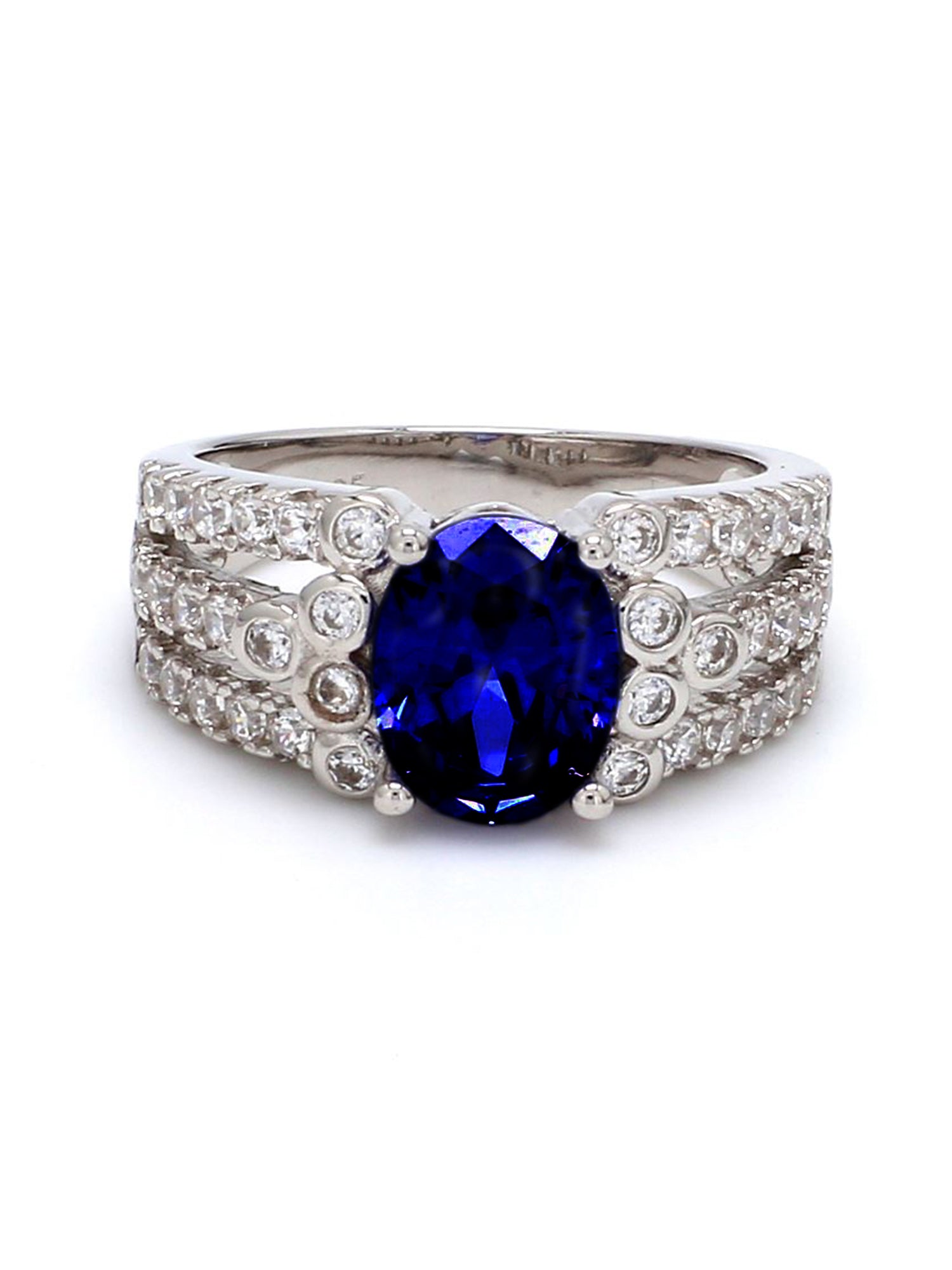 2.5 CARAT OVAL SAPPHIRE SOLITAIRE MULTI ROW RING