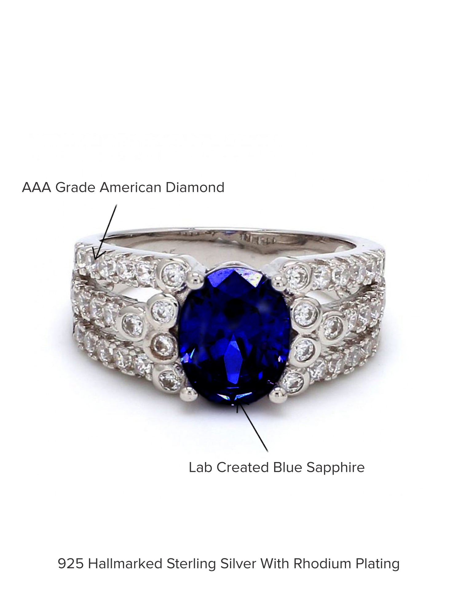 2.5 CARAT OVAL SAPPHIRE SOLITAIRE MULTI ROW RING-4
