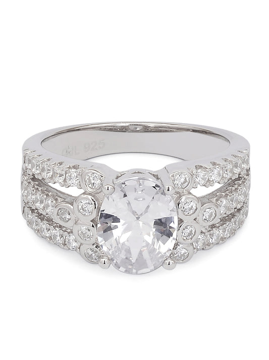 2.5 CARAT OVAL SOLITAIRE SILVER RING