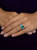 2.5 CARAT OVAL EMERALD SOLITAIRE CLUSTER RING-5