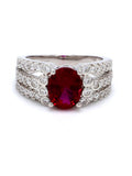 OVAL RUBY 2.5 CARAT SILVER RING-2