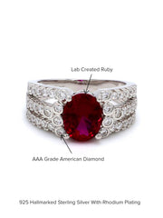 Oval Ruby 2.5 Carat Silver Ring For Women-3
