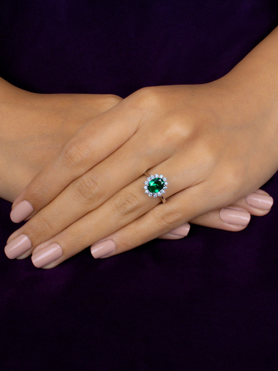 Oval Royal Emerald Silver Ring-1