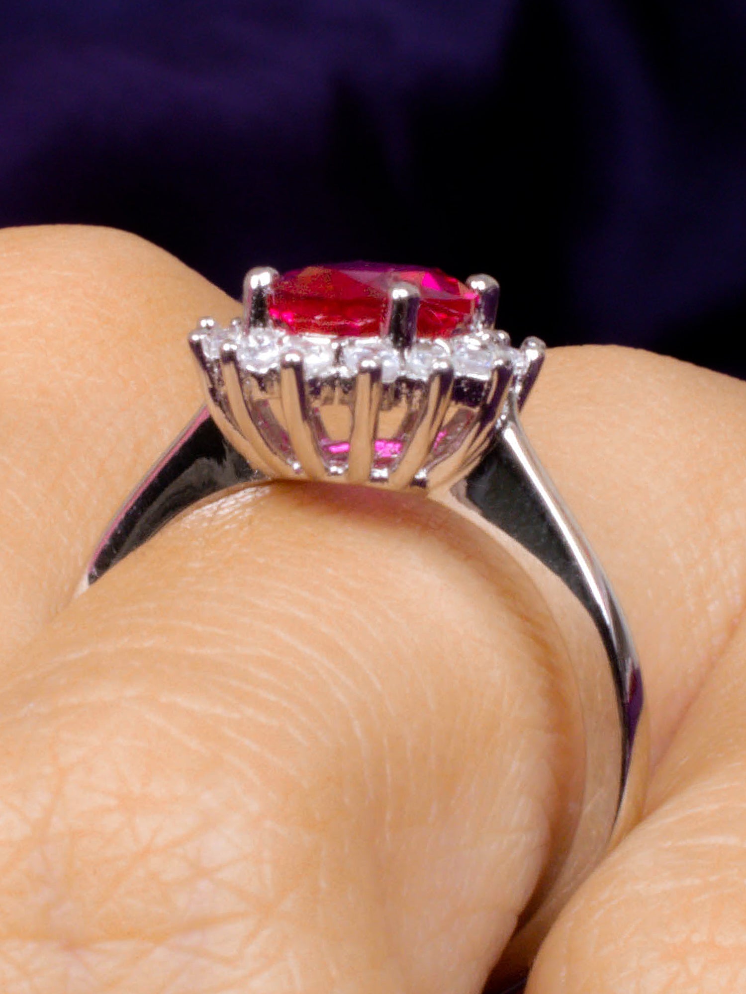 Oval Red Ruby Silver Ring-3