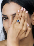 CLASSIC BLUE SAPPHIRE 925 SILVER OVAL RING-5
