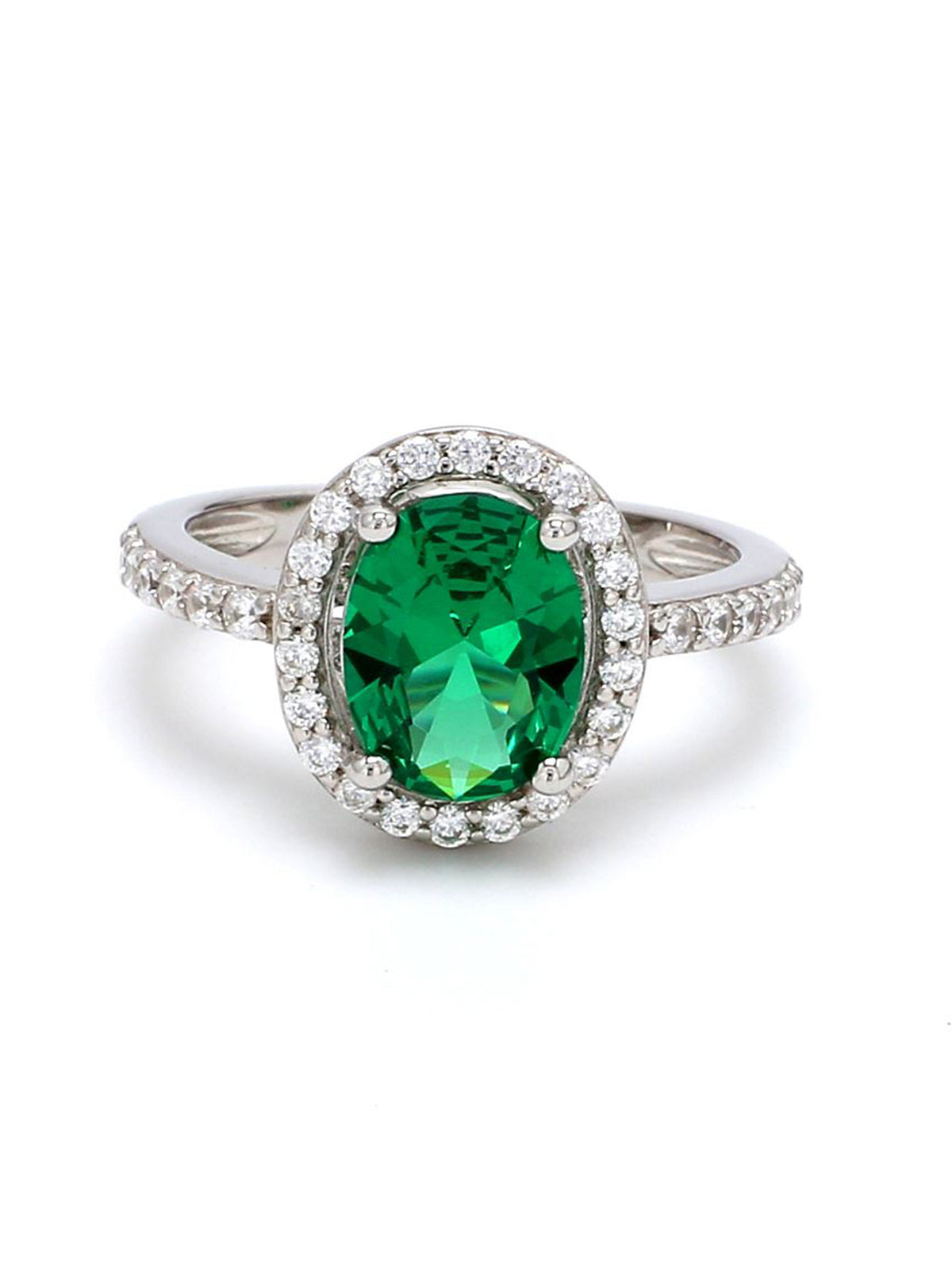 OVAL EMERALD CLASSIC SILVER RING-1